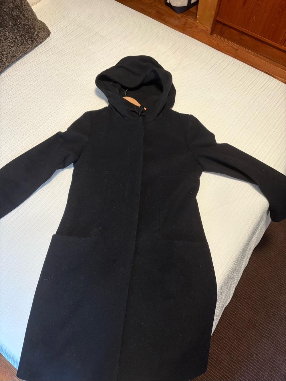Babaton Black Hooded Wool Pea coat